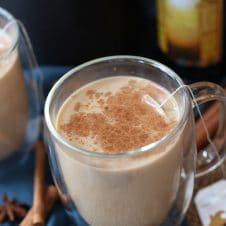 This Vegan Dirty Chai Tea Cocktail is the perfect holiday party drink recipe for entertaining, or for cuddling up around a fire on a chilly winter night!