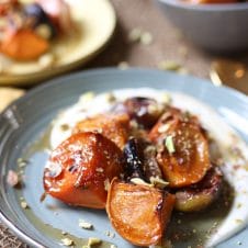 Vegan maple roasted persimmons make the ultimate gluten free holiday dessert that is equally nutritious and delicious.