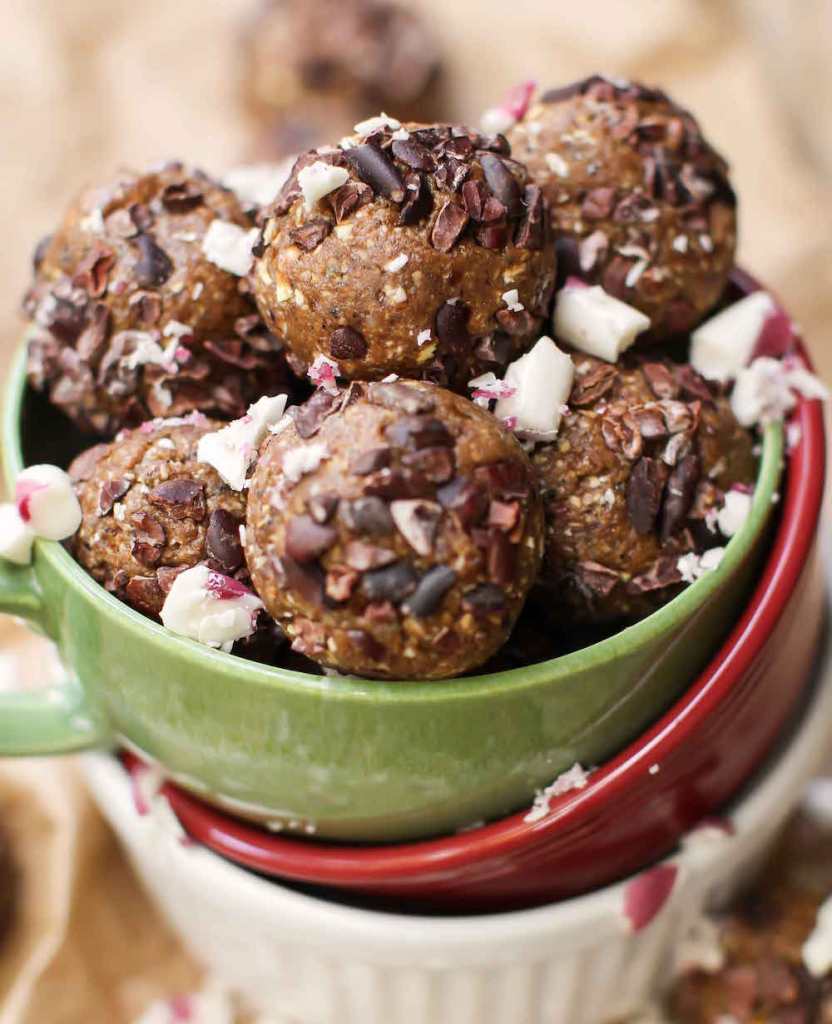 Bowl of christmas chocolate balls. 