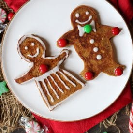 These Vegan Gluten Free Gingerbread Men Pancakes make the perfect Holiday breakfast recipe for decorating and enjoying with the kids.