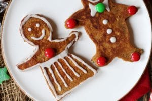 These Vegan Gluten Free Gingerbread Men Pancakes make the perfect Holiday breakfast recipe for decorating and enjoying with the kids.