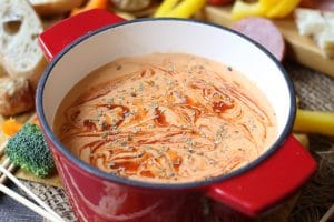 This Pizza Fondue is a Keto Friendly, Gluten Free Appetizer for entertaining this holiday season without the fuss!
