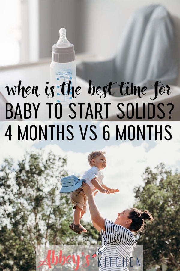 pinterest image of Baby bottle on a high chair and women holding baby with text overlay.