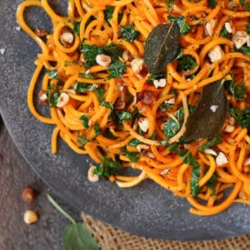 These Vegan Brown Butter Butternut Squash Noodles are the perfect Gluten Free Plant Based Zoodles recipe for an easy weeknight meal.