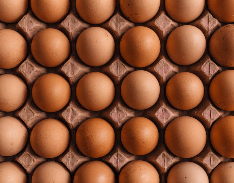 birds eye view of a carton of eggs