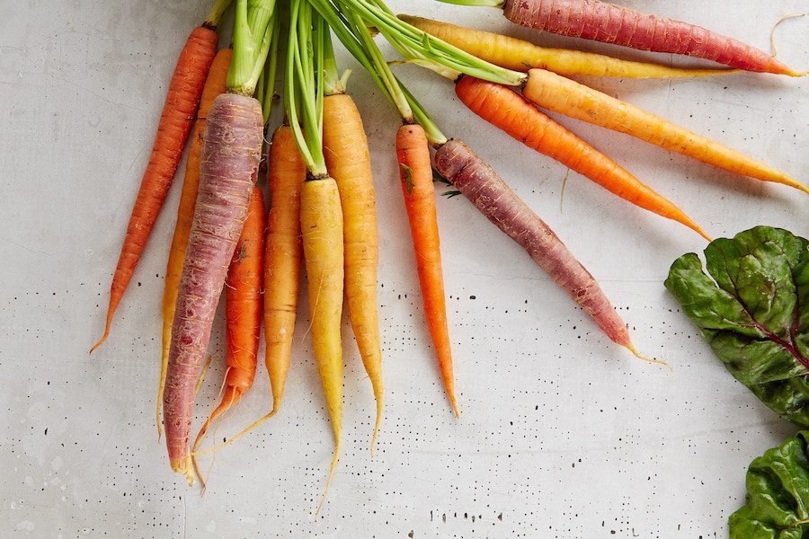 Bunch of multicoloured carrots.