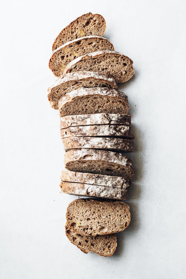 Birds eye view of a loaf of bread.