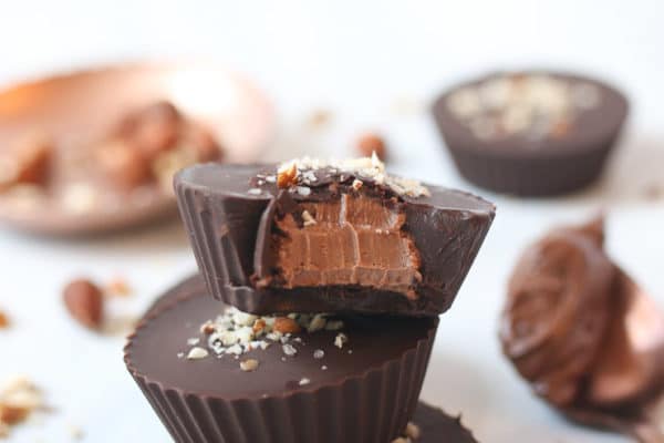 These Vegan Nutella Cheesecake Chocolate Cups are the perfect Valentine's Day Healthy Dessert Recipe to impress your sweetie!