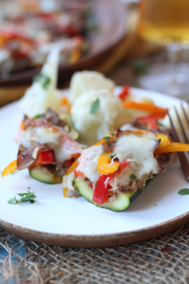 Philly Cheesesteak Zucchini Boats Keto Friendly, Gluten Free, Low