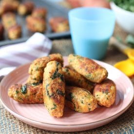 These Salmon Sweet Potato Fritters are a delicious high iron meal for starting solids with baby using a Baby Led Weaning (BLW) approach.