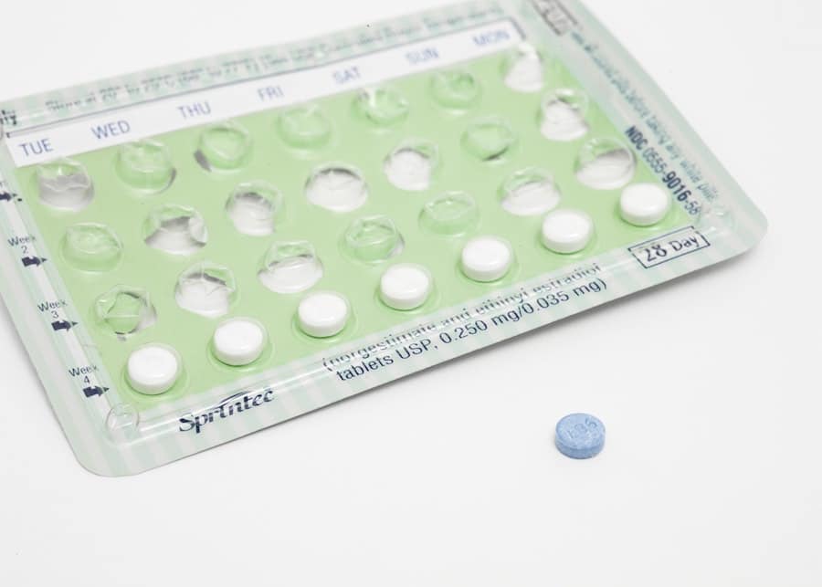 Opened package of birth control pills.