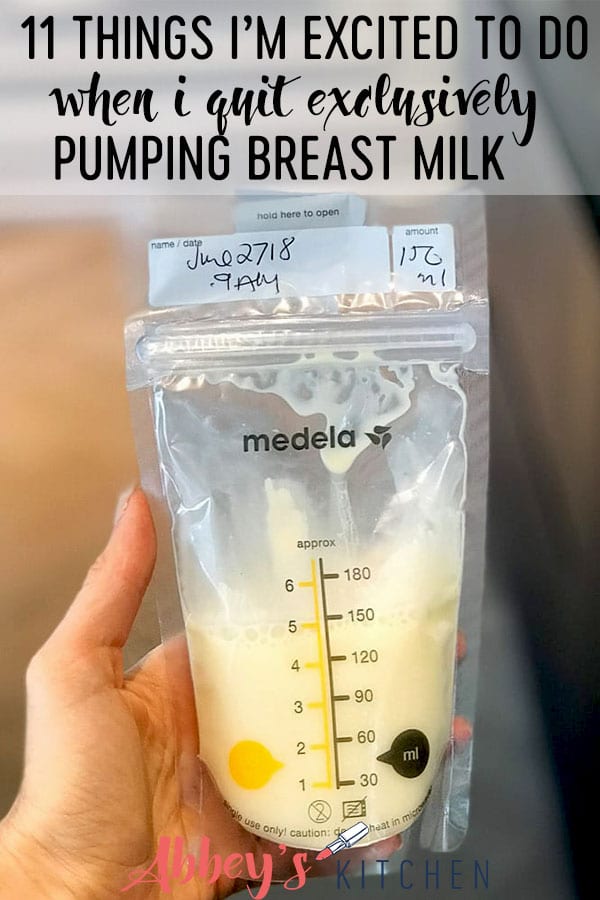 pinterest image of hand holding a bag of breast milk with text overlay