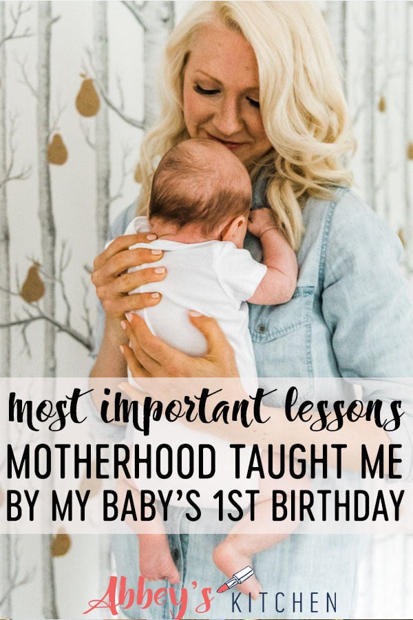 pinterest image of blonde woman holding her baby with text overlay