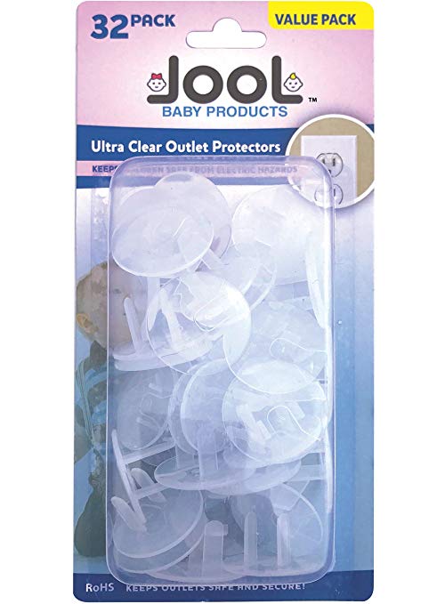 Package of clear outlet protectors.