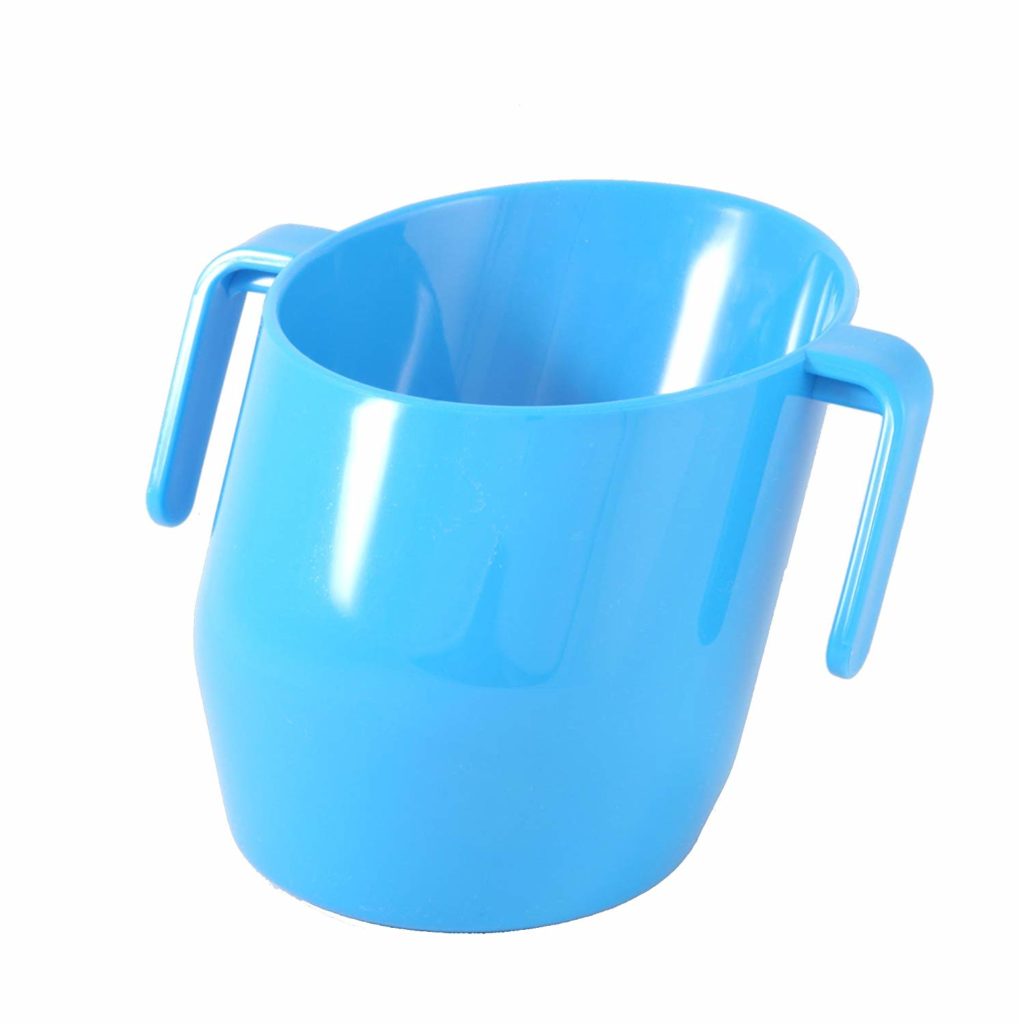 Angled blue baby cup.