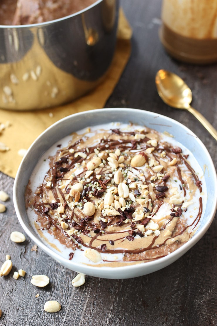 Peanut Butter Cup Vegan Cauliflower Keto Oatmeal (Low Carb Gluten Free NOOatmeal) Abbey's Kitchen