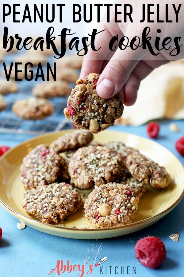 Peanut Butter & Jelly Vegan Breakfast Cookies Low Sugar Healthy