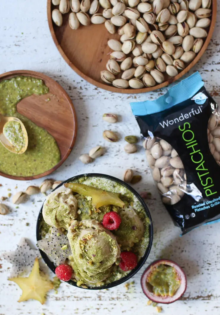 Bariatric dessert of pistachio protein green tea ice cream