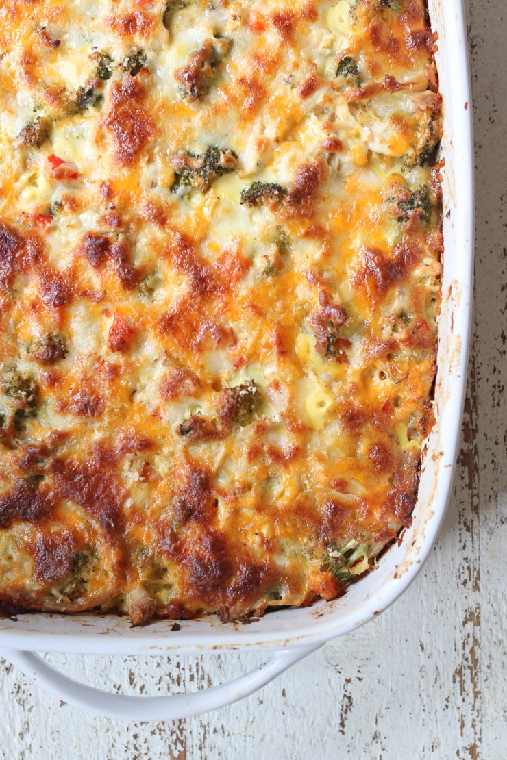 Chicken Cauliflower Rice Casserole with Broccoli (Healthy Keto Friendly