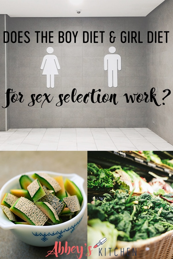 pinterest image of a gender washroom sign above two photos of fruits and vegetables with text overlay