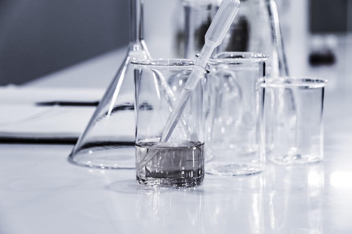 Test tubes in a laboratory in determine if soy formula is bad for babies. 