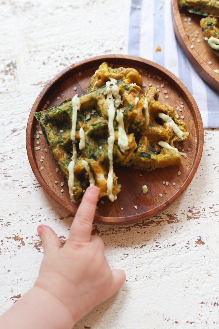 Egg Waffle Recipe with Cheese and Spinach BLW & Toddler Breakfast