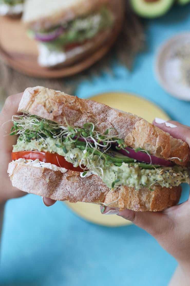 Everything Bagel Sandwich with Avocado (Vegan & High Protein) Abbey's
