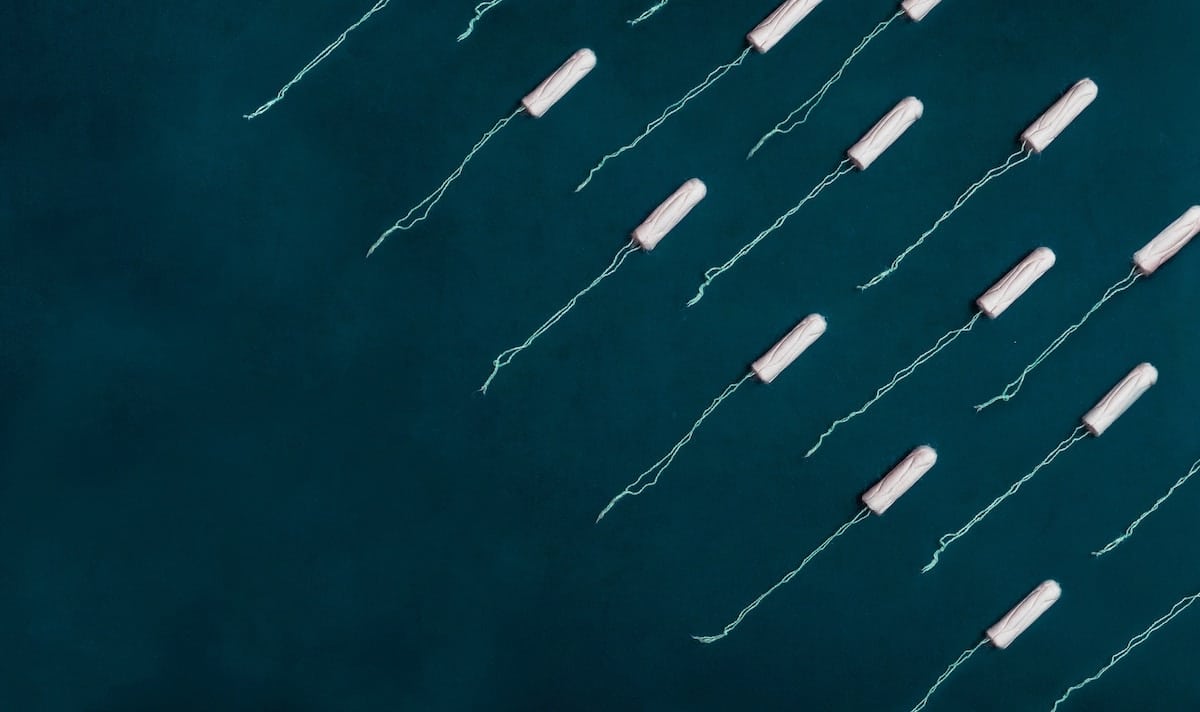 tampons on a blue background
