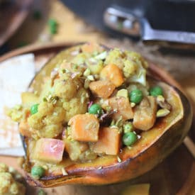 Curry stuffed in acorn squash.