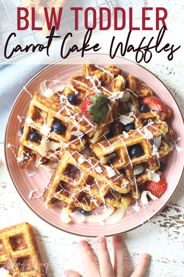 pinterest image of carrot cake waffles