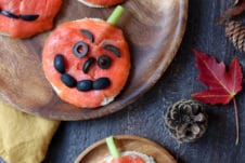 Sandwich shaped by pumpkin for halloween.