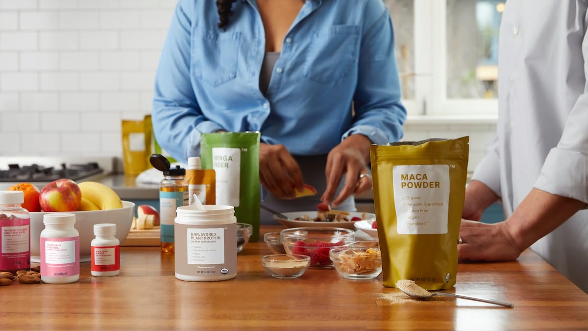 Diet supplements on a table. 