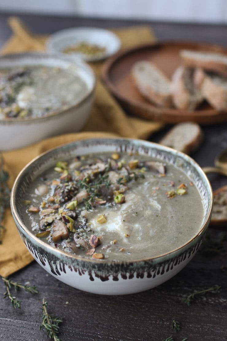 Bowl of mushroom soup. 