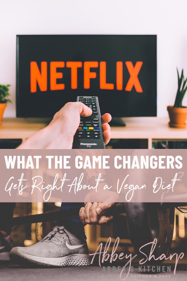 pinterest image mage of an arm holding a remote pointed at a TV with the netflix logo above of an image of a foot wearing a grey running show next to a barbell with text overlay 