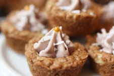 Mini cookie cups on a white plate.