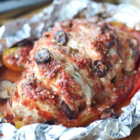 Chicken in foil pack.