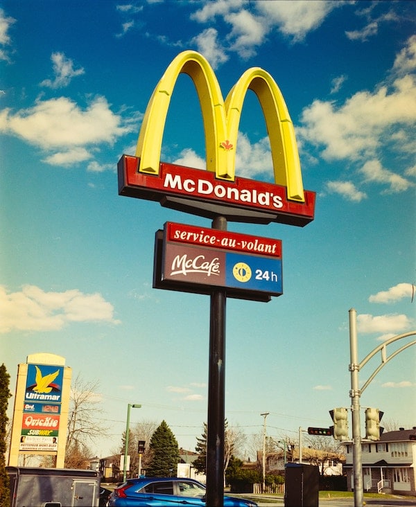 Fast food restaurant sign for intuitive eating. 