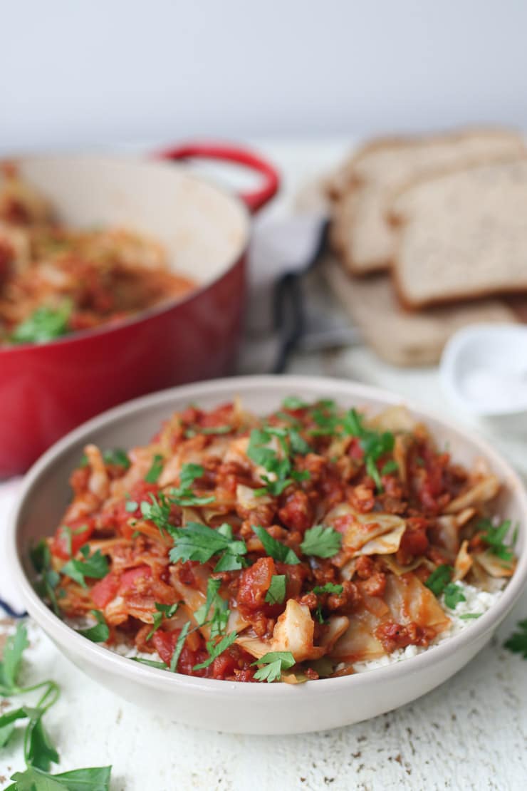 Vegan Unstuffed Cabbage Rolls In A Bowl -image