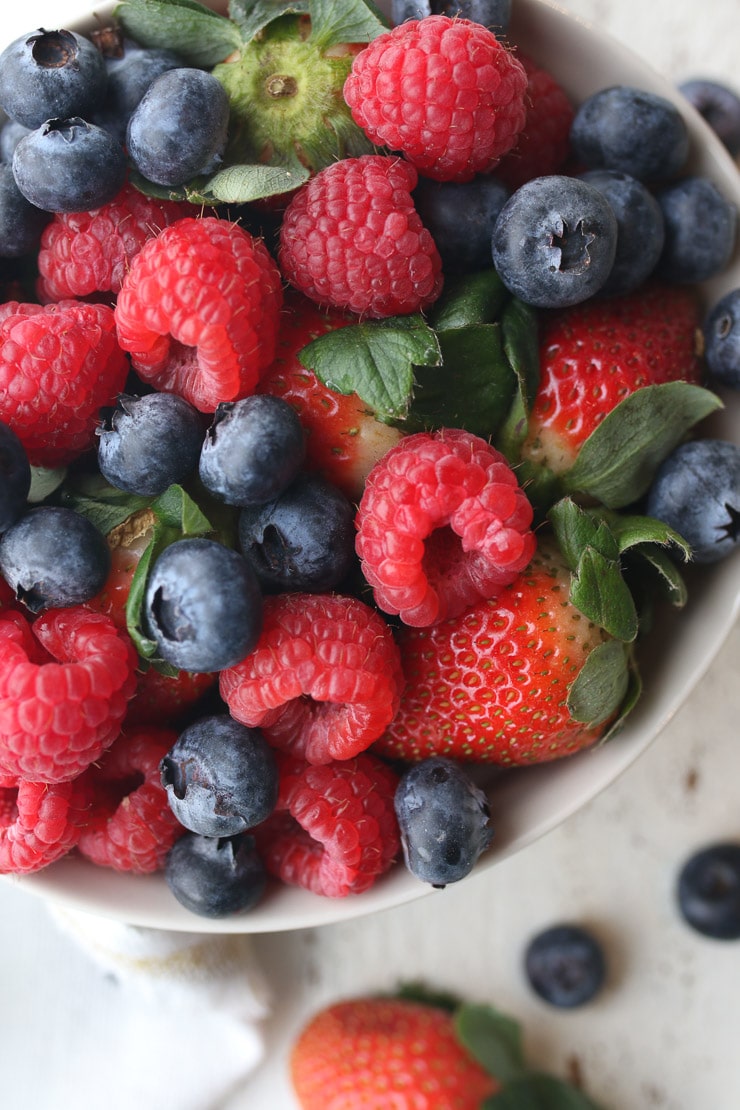 Close up image of mixed berries.