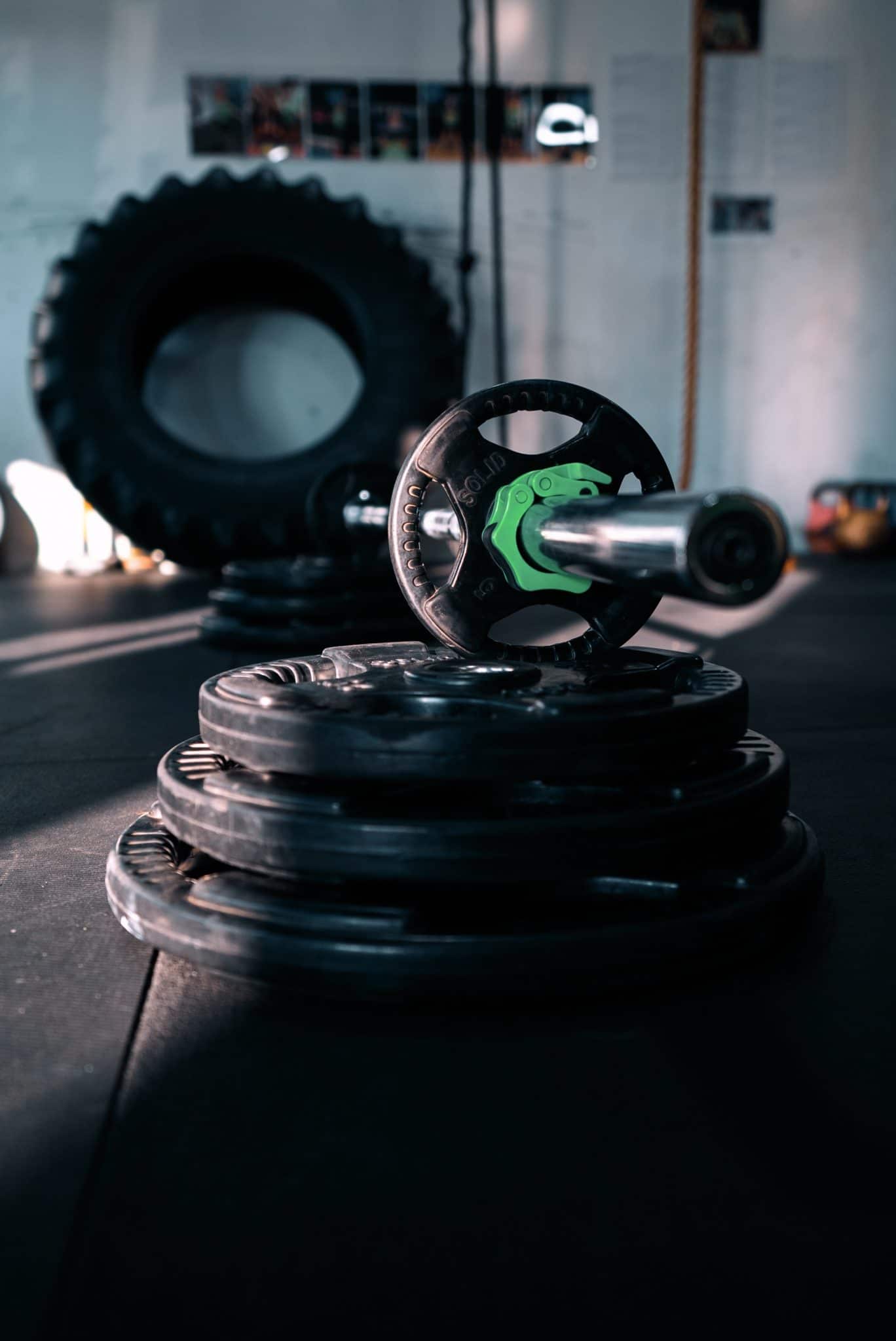 Stacked weights for female bodybuilding. 