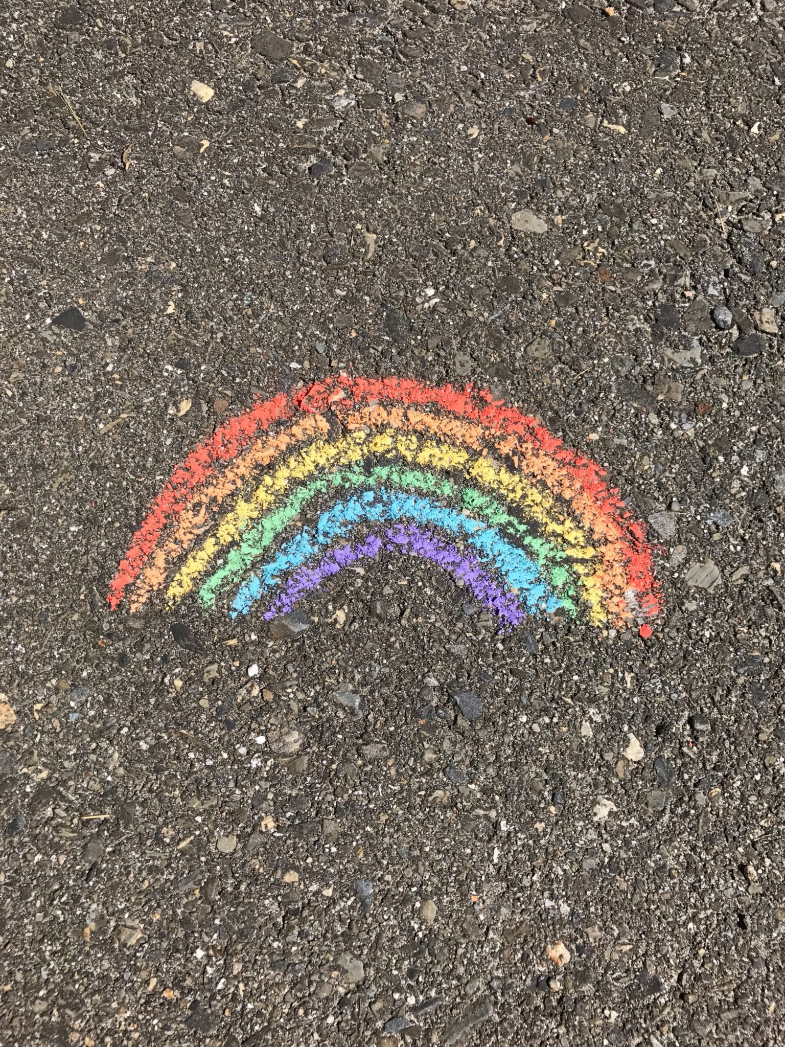 image of a rainbow drawn with chalk 