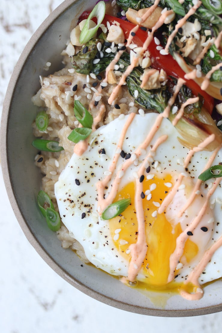 Korean Savoury Oatmeal with Runny Egg Easy Pantry Staple Recipe