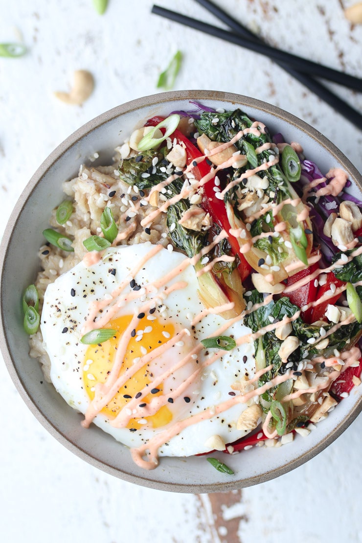 Korean Savoury Oatmeal with Runny Egg Easy Pantry Staple Recipe