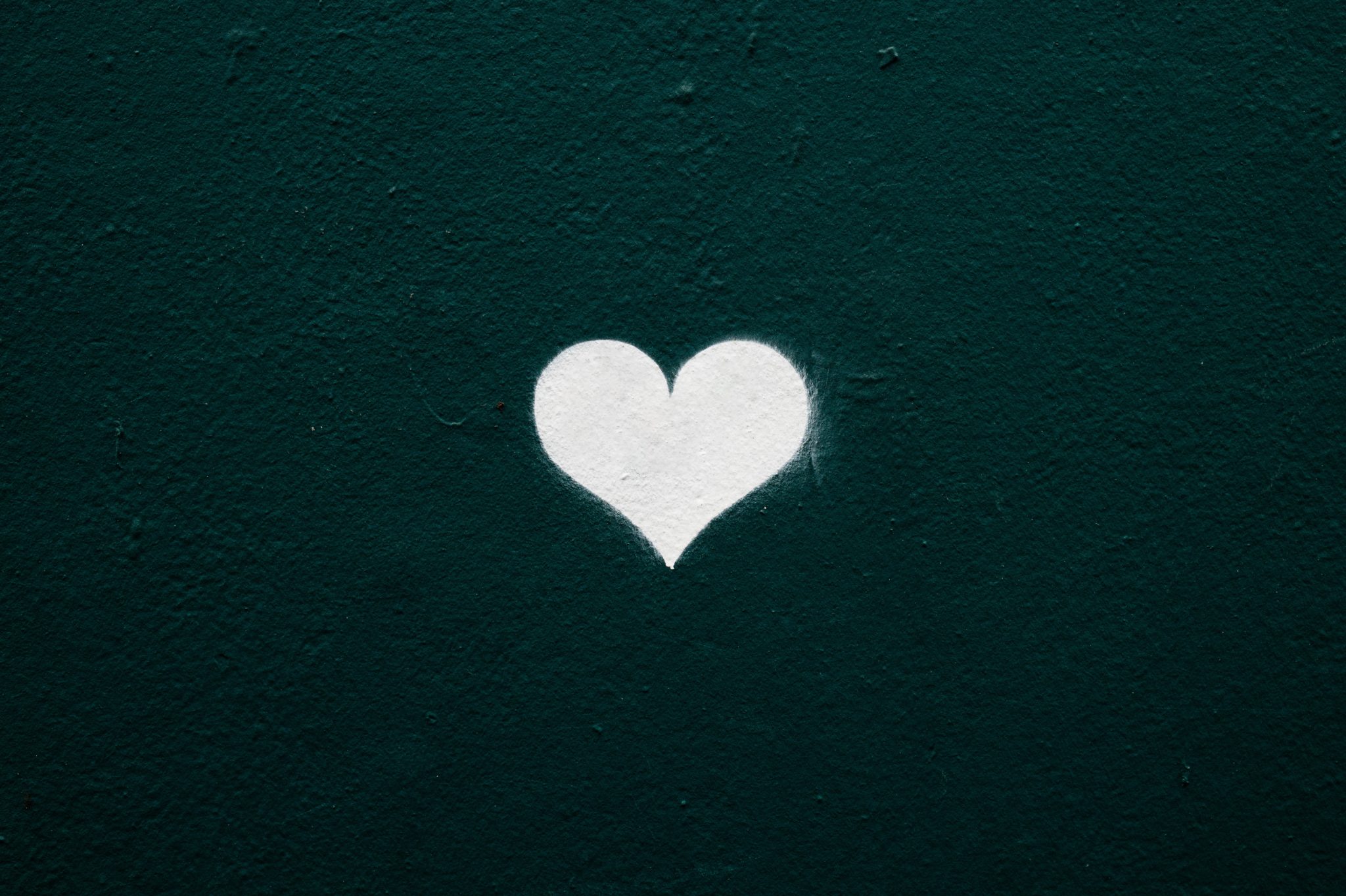 image of a white heart against a black background