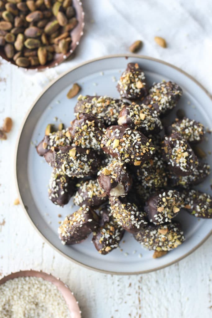 Chocolate Covered Dates with Tahini Filling (No Sugar Added)