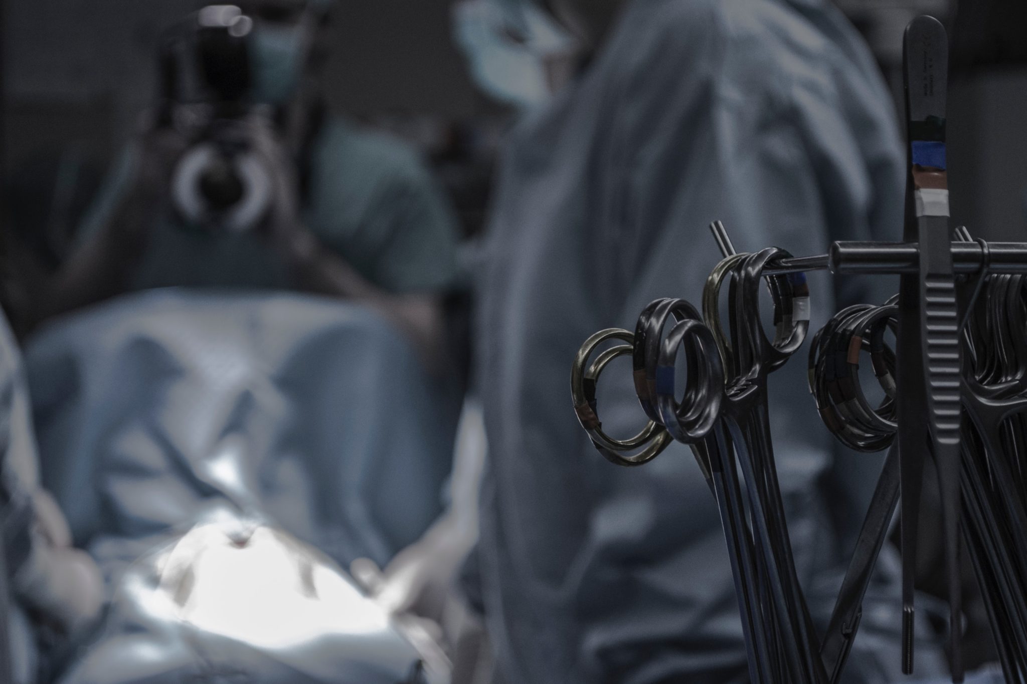 close up shot of surgery tools during bariatric surgery