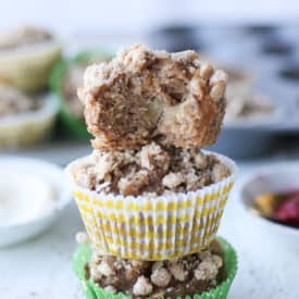 stack of three apple muffins