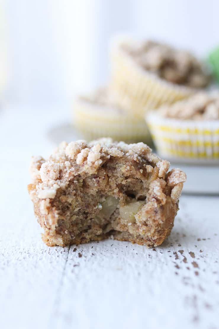 a bite taken out of oatmeal muffin