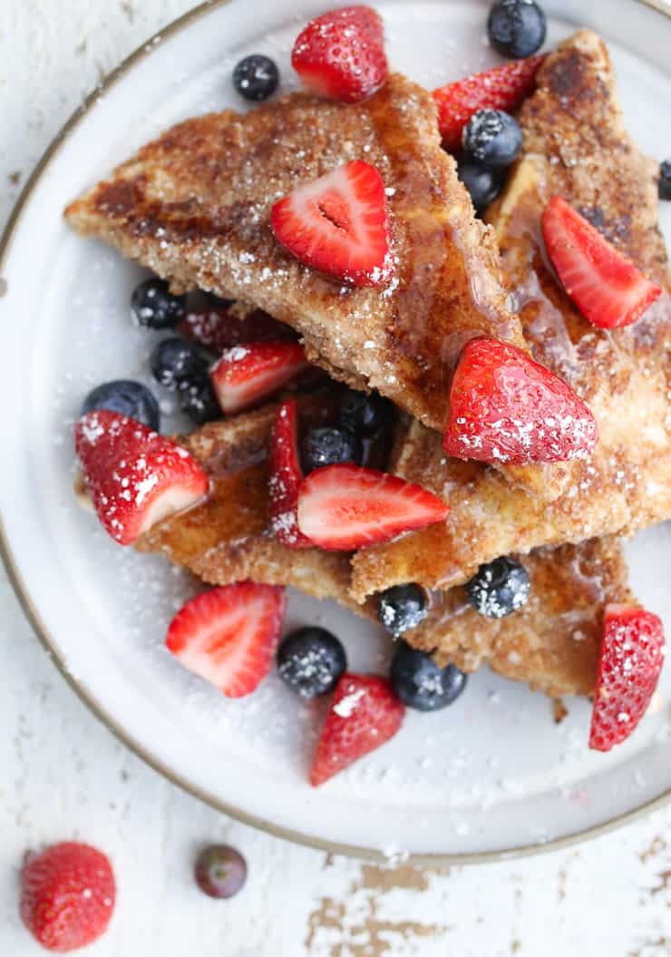 birds eye view of tofu french toast.