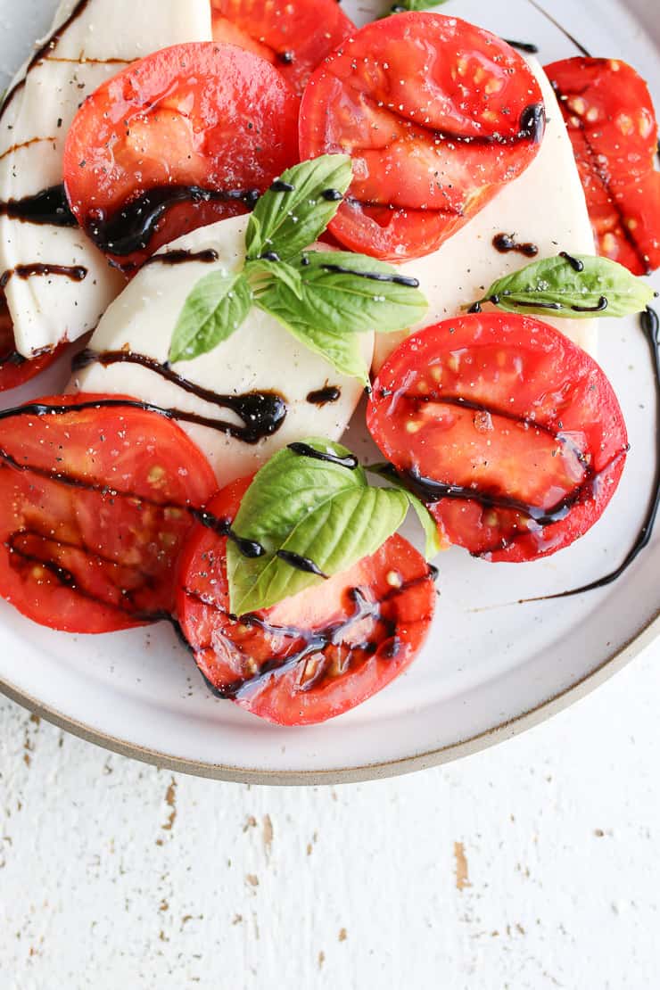 balsamic glaze on a caprese salad 